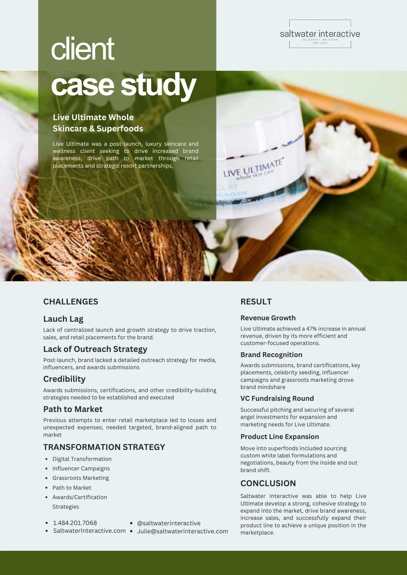Live Ultimate skincare products and campaign work