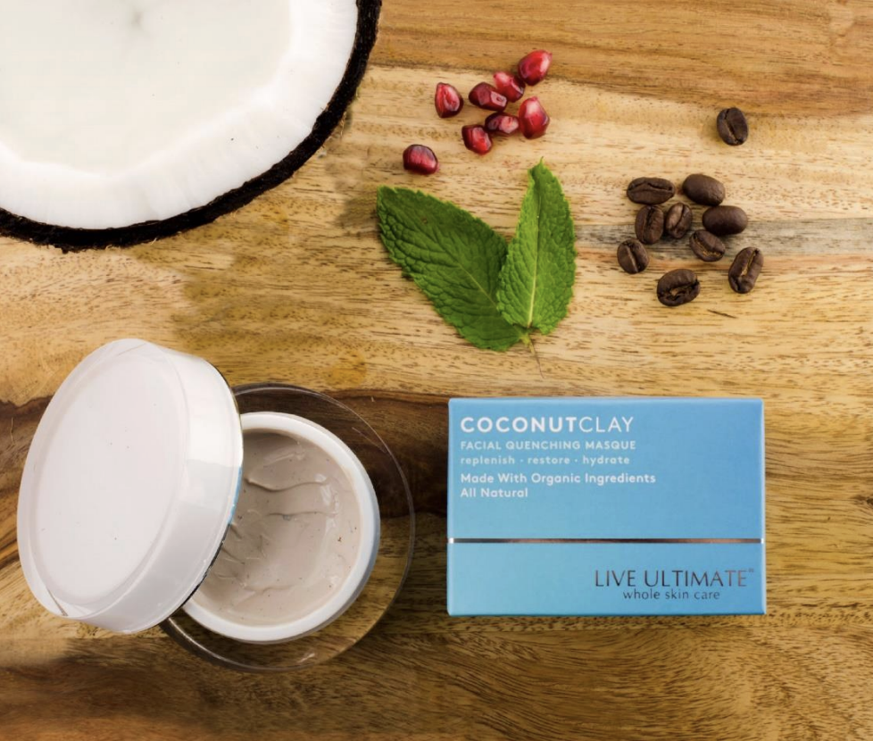 Live Ultimate Coconutclay mask and packaging