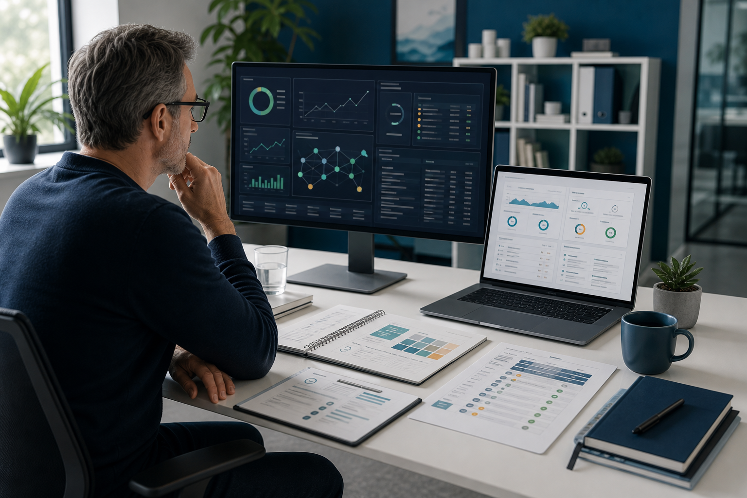 Growth leader reviewing analytics and performance data